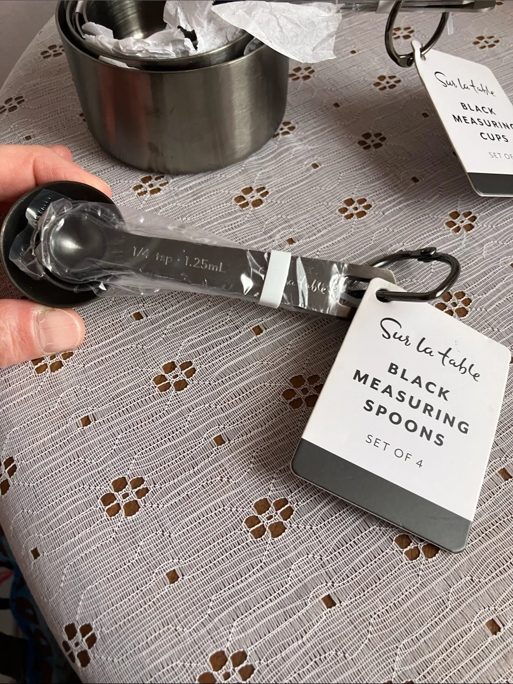Sur La Table Black & Stainless Measuring Cups and Spoons Set